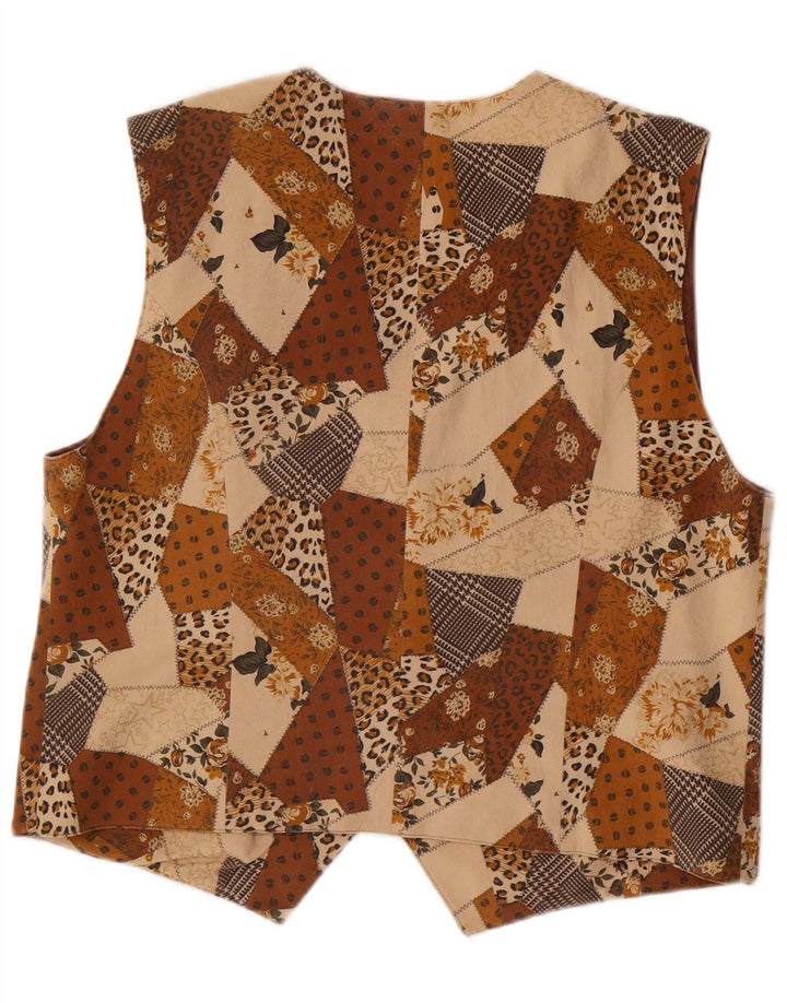 Vintage prsluk za djevojčice 15-16 godina smeđi patchwork triacetat