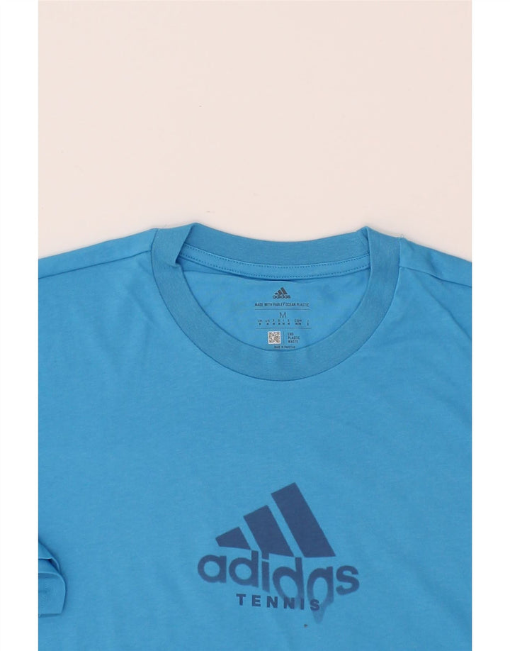 ADIDAS Mens Graphic T-Shirt Top Medium Blue Polyester Vintage Adidas and Second-Hand Adidas from Messina Hembry 