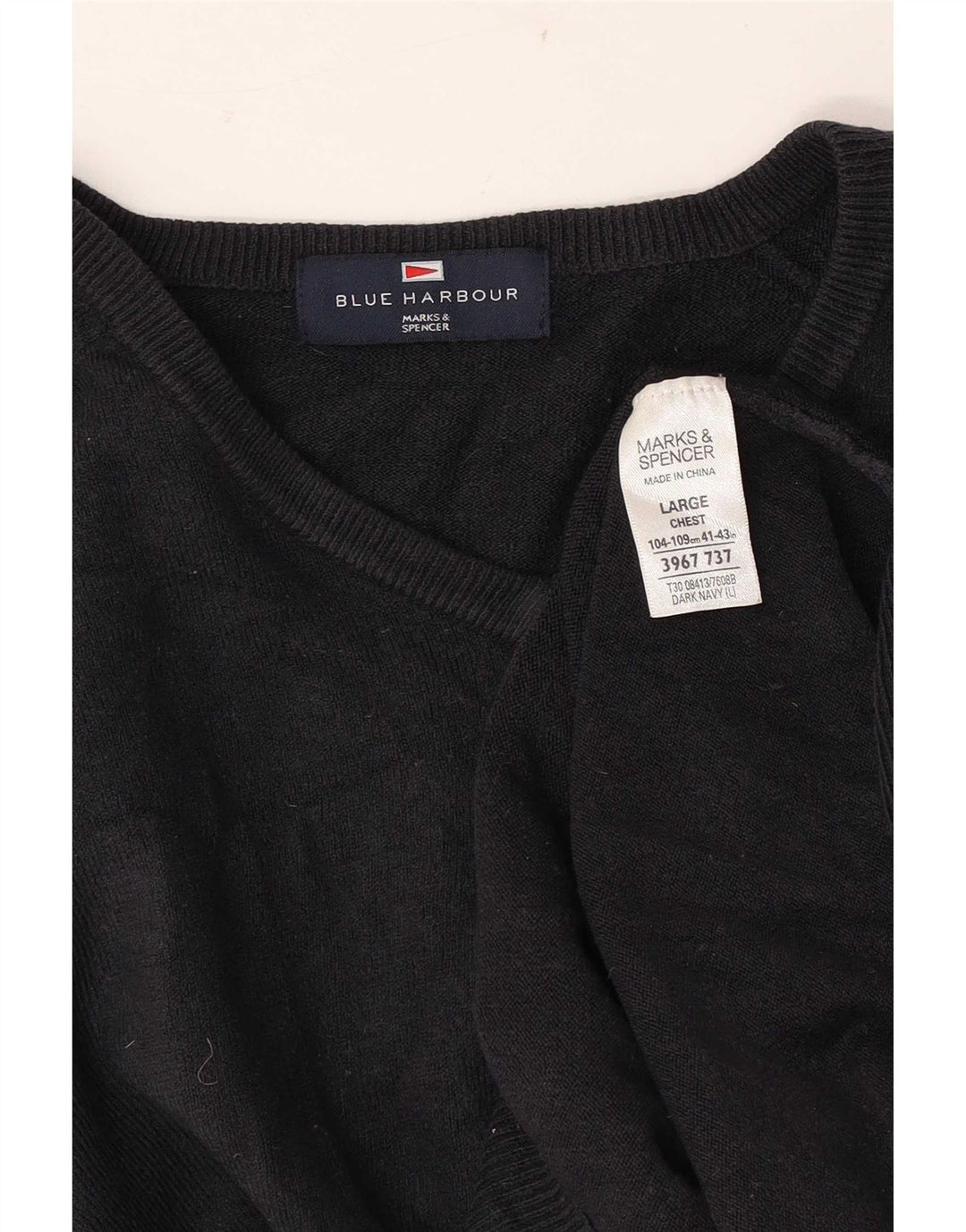 Marks & Spencer, muški plavi pulover s V-izrezom, veliki mornarski akril