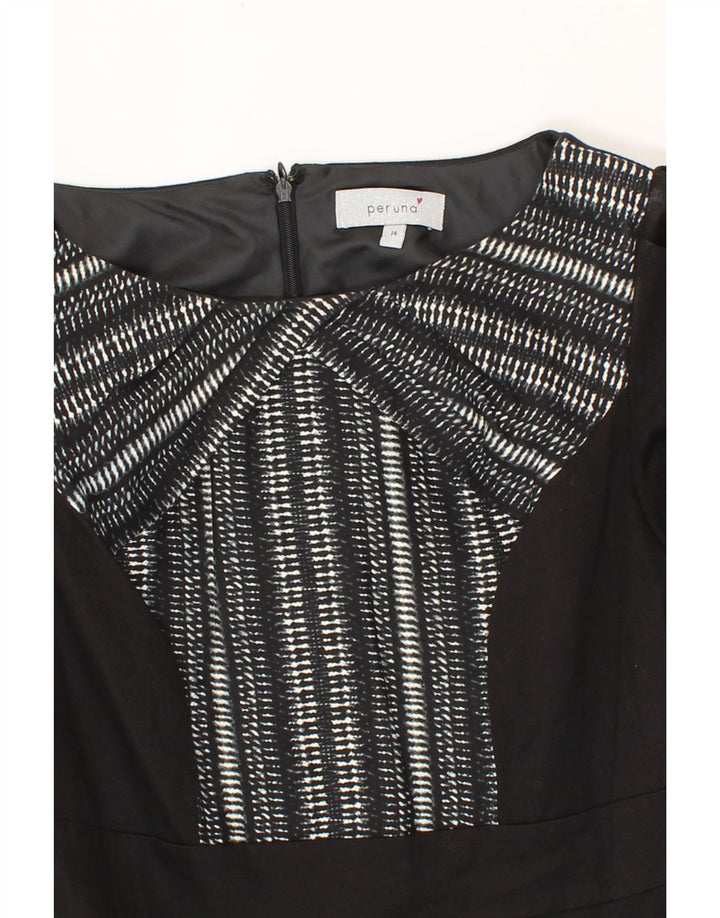 PER UNA Womens Sheath Dress UK 14 Medium Black Striped Cotton Vintage Per Una and Second-Hand Per Una from Messina Hembry 