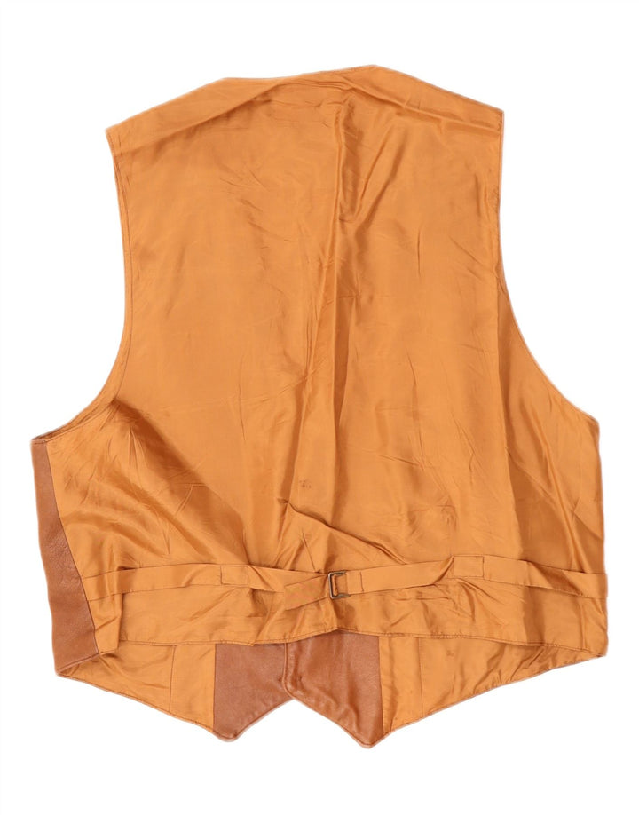 VINTAGE muški kožni prsluk veliki smeđi kožni