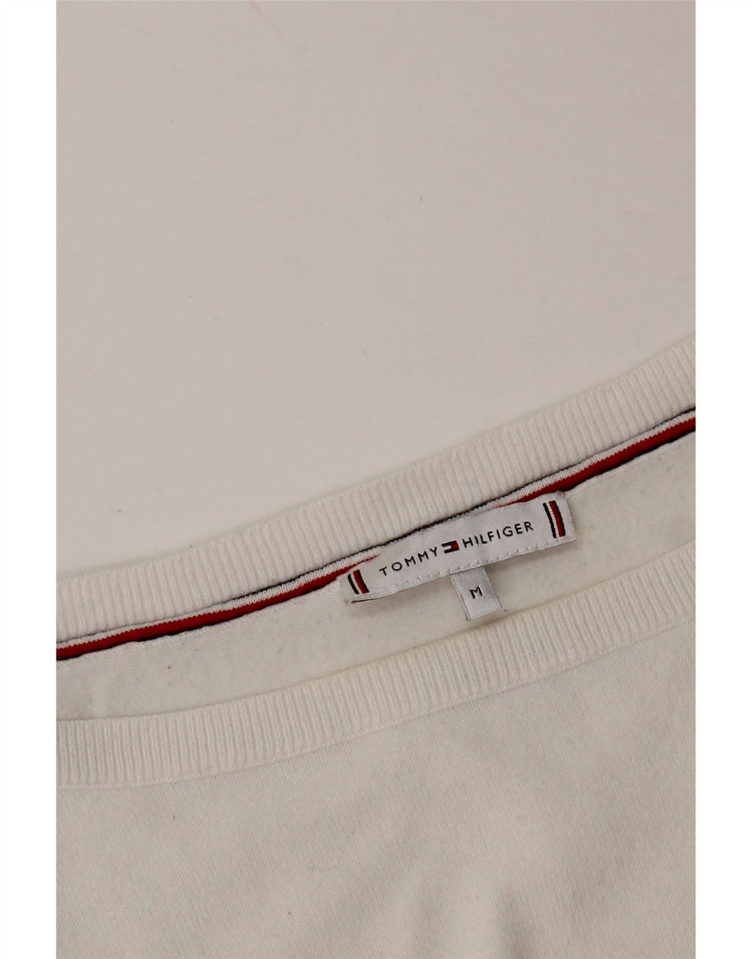 TOMMY HILFIGER Ženski džemper s morskim izrezom UK 14 Srednje bijeli