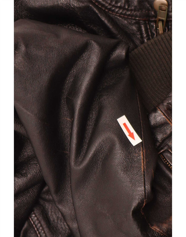 Vintage muška kožna bomber jakna IT 52 XL smeđa retro