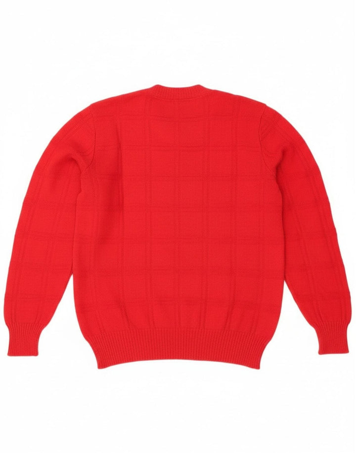 Vintage ženski džemper s V-izrezom UK 14 srednje crvene boje