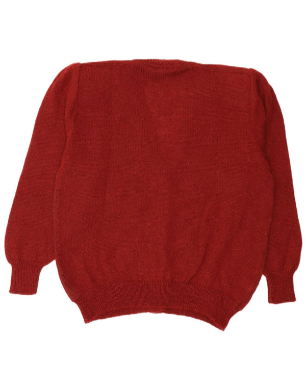 Vintage ženski kardigan džemper IT 50 XL bordo cvjetni moher