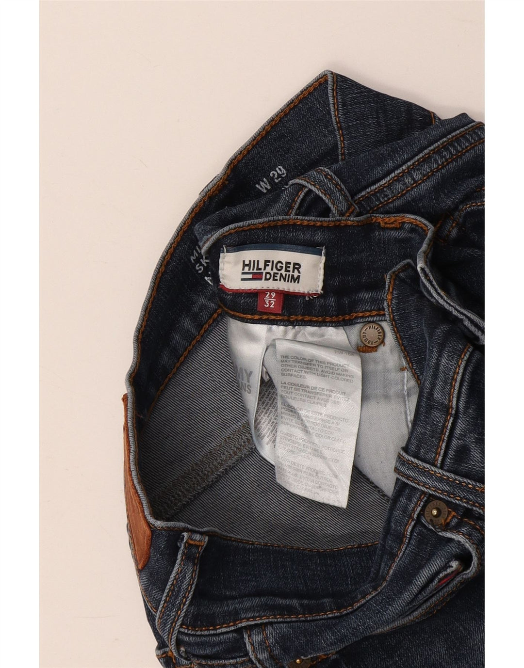 TOMMY HILFIGER Ženske uske traperice srednjeg rasta W29 L32 Plavi pamuk