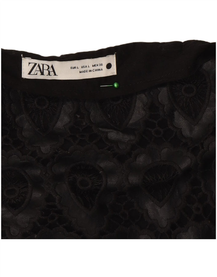 Zara ženska mini suknja velika W30 crni geometrijski poliester
