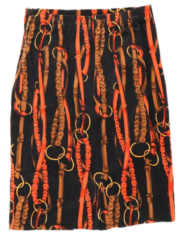 Vintage ženska suknja od samta s apstraktnim uzorkom W26 mala crna