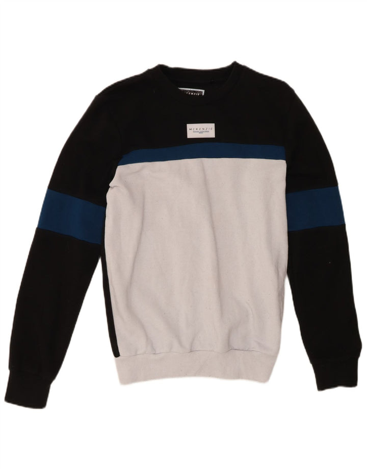 MCKENZIE Mens Sweatshirt Jumper XS Black Colourblock Polyester