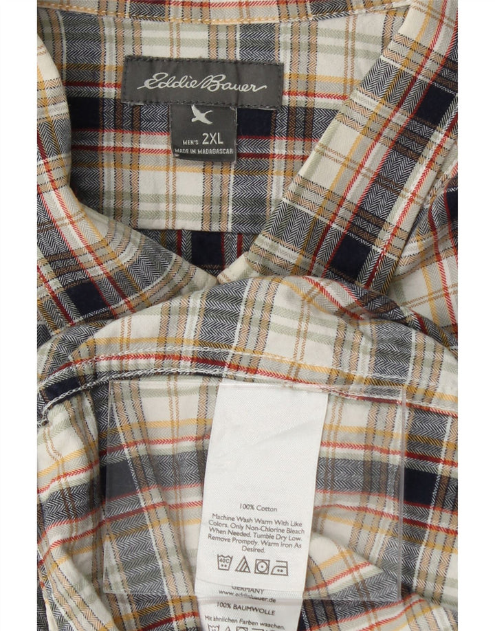 EDDIE BAUER Mens Shirt 2XL White Check Cotton Vintage Eddie Bauer and Second-Hand Eddie Bauer from Messina Hembry 