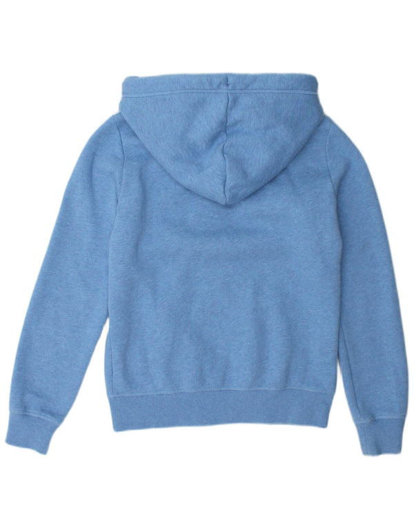SUPERDRY Womens Zip Hoodie Sweater UK 10 Small Blue Cotton