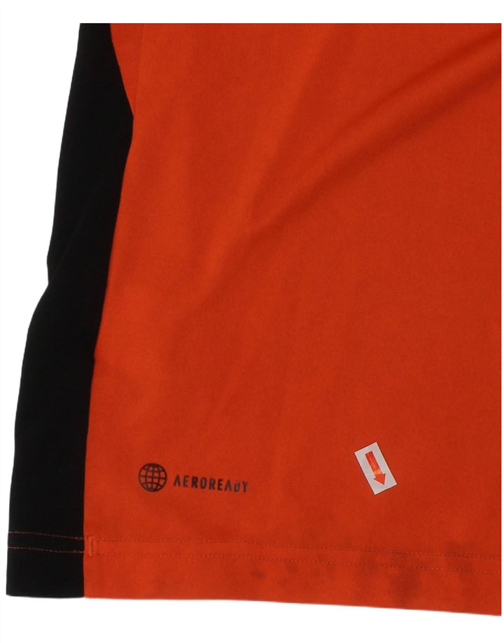 ADIDAS Boys Aeroready T-Shirt Top 11-12 Years Orange Colourblock Poliester