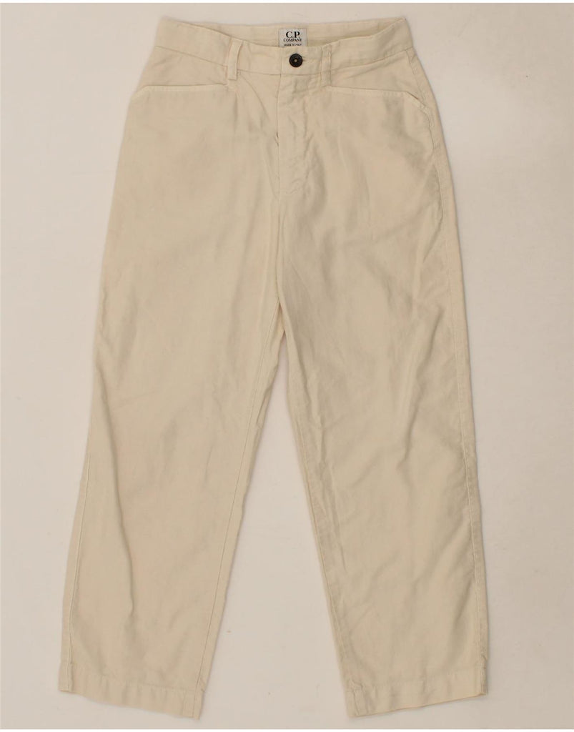 C.P. COMPANY Girls Straight Casual Trousers 7-8 Years W22 L22 Beige Cotton Vintage C.P. Company and Second-Hand C.P. Company from Messina Hembry 