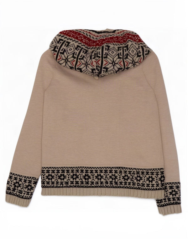 Superdry ženski kardigan pulover s kapuljačom UK 18 XL Bež Fair Isle akril