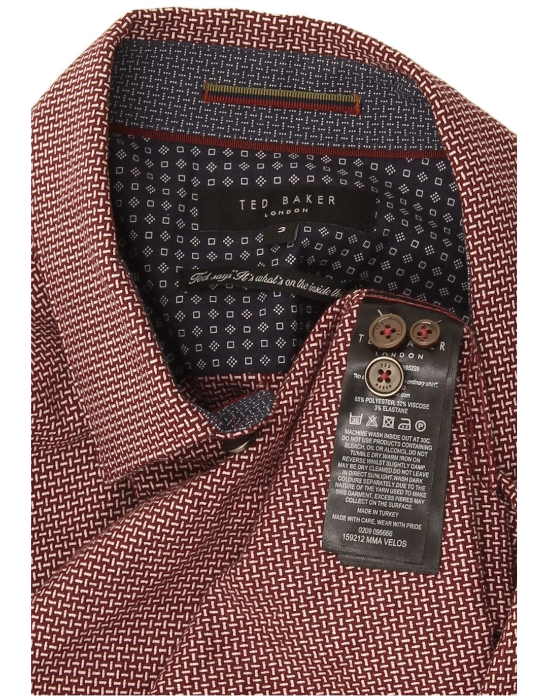 Ted Baker muška košulja standardnog kroja, veličina 3 srednje bordo geometrijski poliester