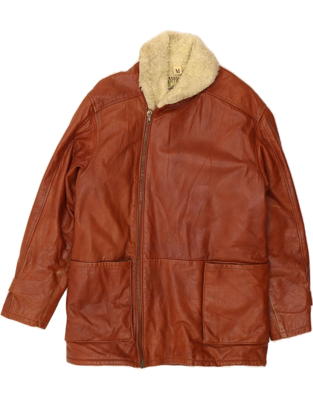 SPITFIRE Mens Shearling Jacket UK 38 Medium Brown Leather Vintage Spitfire and Second-Hand Spitfire from Messina Hembry 