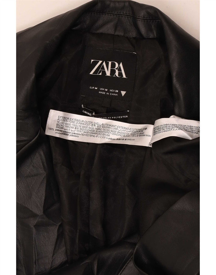 Zara ženska jakna od umjetne kože s 2 gumba UK 14 srednje crna klasična