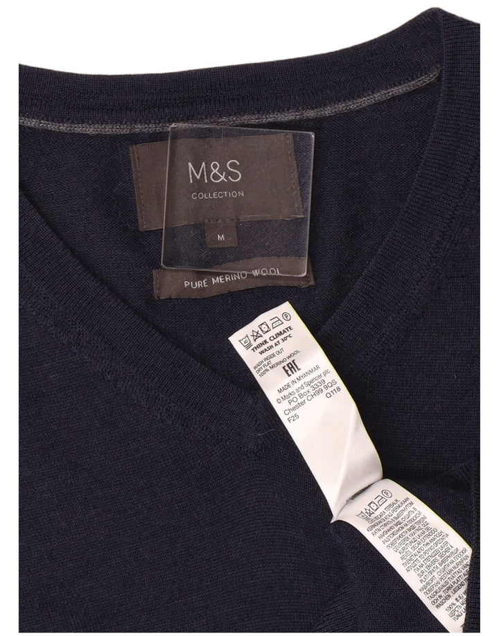 Marks & Spencer, muški džemper s V-izrezom srednje tamnoplave merino vune