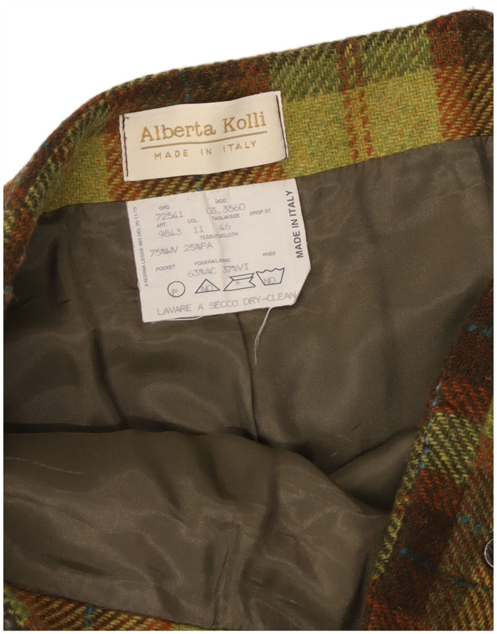 Vintage ženska suknja A-kroja IT 46 velika W32 zeleni karirani akril