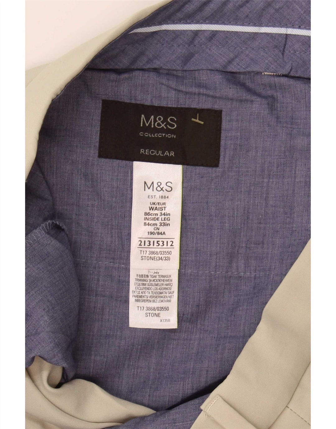 Marks & Spencer muške uobičajene hlače W34 L33 bež poliester