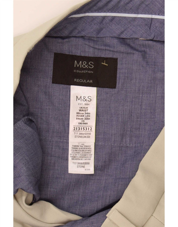Marks & Spencer muške uobičajene hlače W34 L33 bež poliester