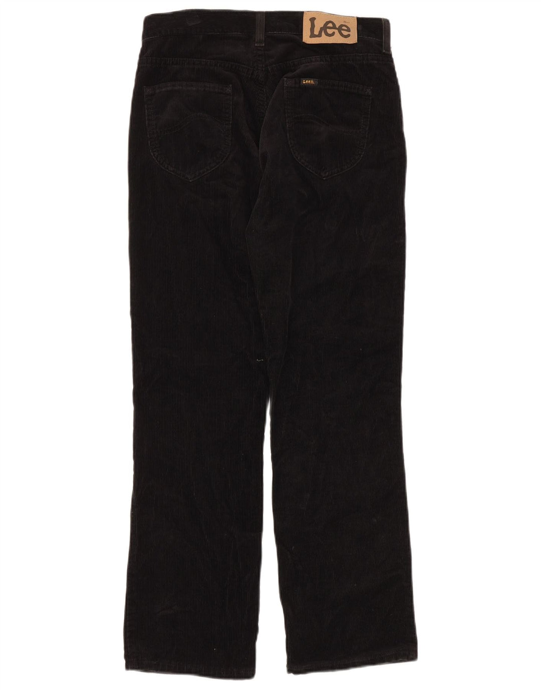 LEE Ženske ravne hlače od samta visokog struka US 12 Large W29 L30 Crne