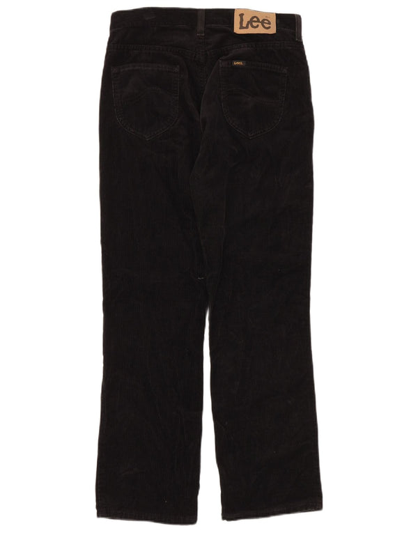 LEE Ženske ravne hlače od samta visokog struka US 12 Large W29 L30 Crne