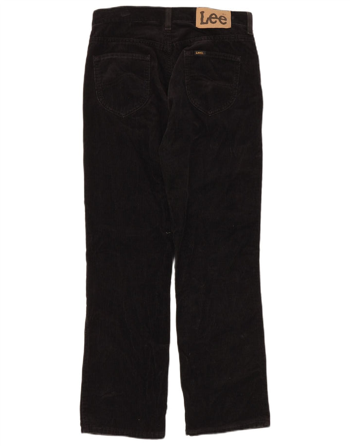 LEE Ženske ravne hlače od samta visokog struka US 12 Large W29 L30 Crne