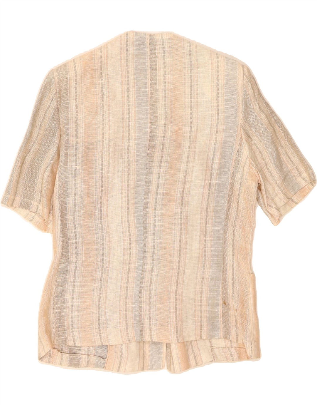 VINTAGE Womens Short Sleeve Blazer Jacket IT 46 Large Beige Striped Vintage Vintage and Second-Hand Vintage from Messina Hembry 