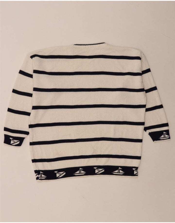 VINTAGE muški pulover s okruglim izrezom, velike bijele pruge