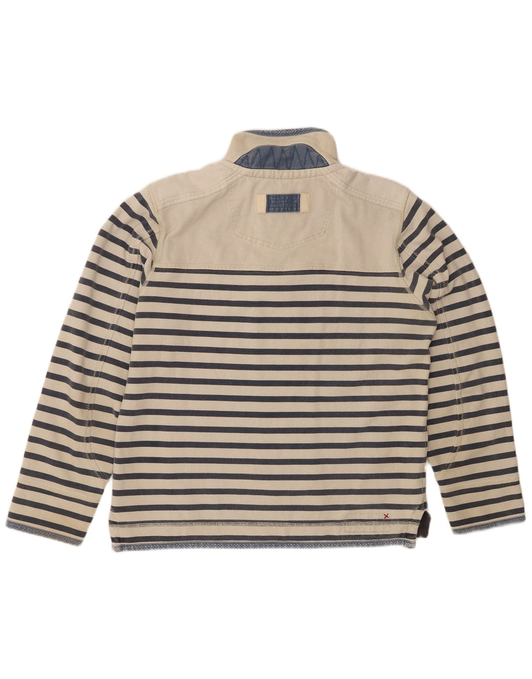 FAT FACE Muška majica s izrezom s patentnim zatvaračem, mali pamuk na bijele pruge