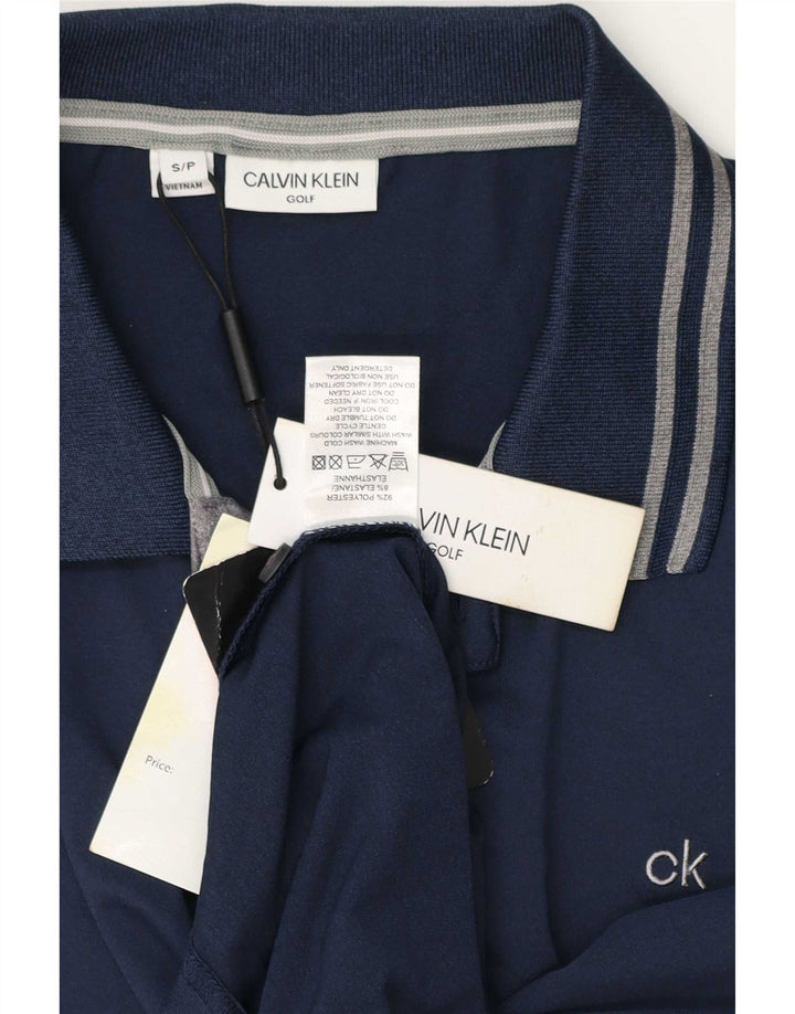 Calvin Klein Mens Polo Shirt Small Navy Blue Polyester