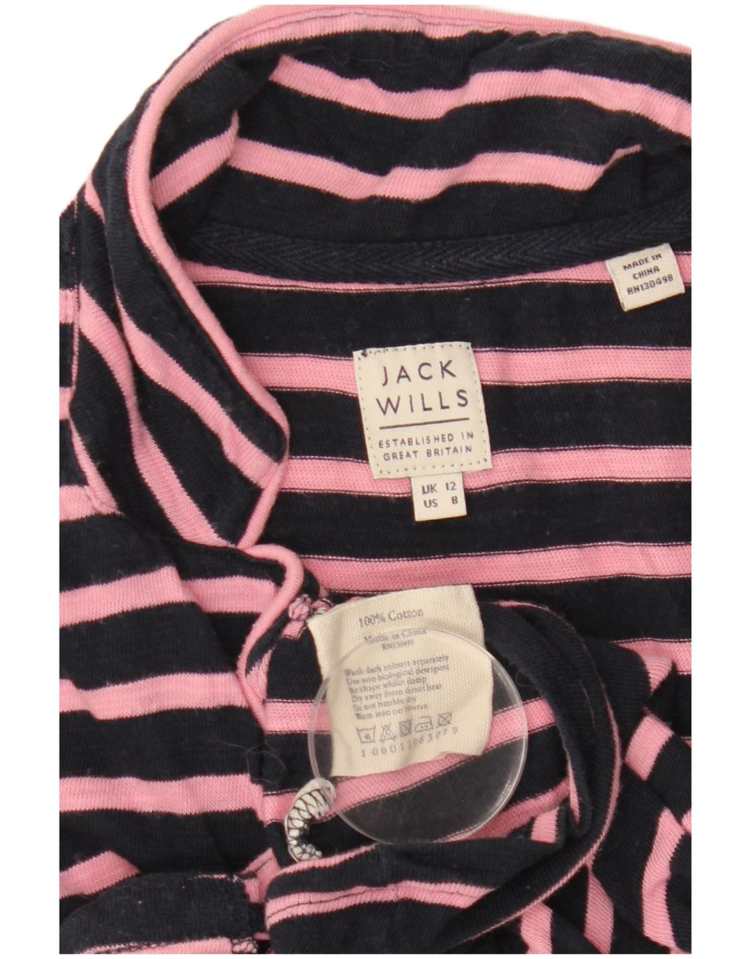 JACK WILLS Womens Shirt Blouse UK 12 Medium  Navy Blue Striped