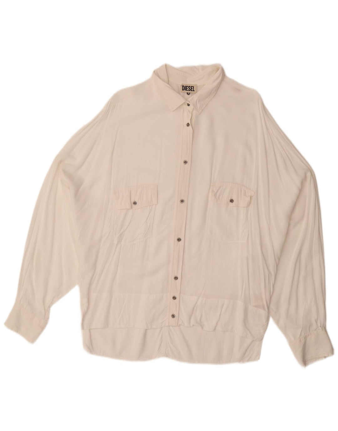 DIESEL Ženska široka košulja bluza UK 14 srednje bijele svile