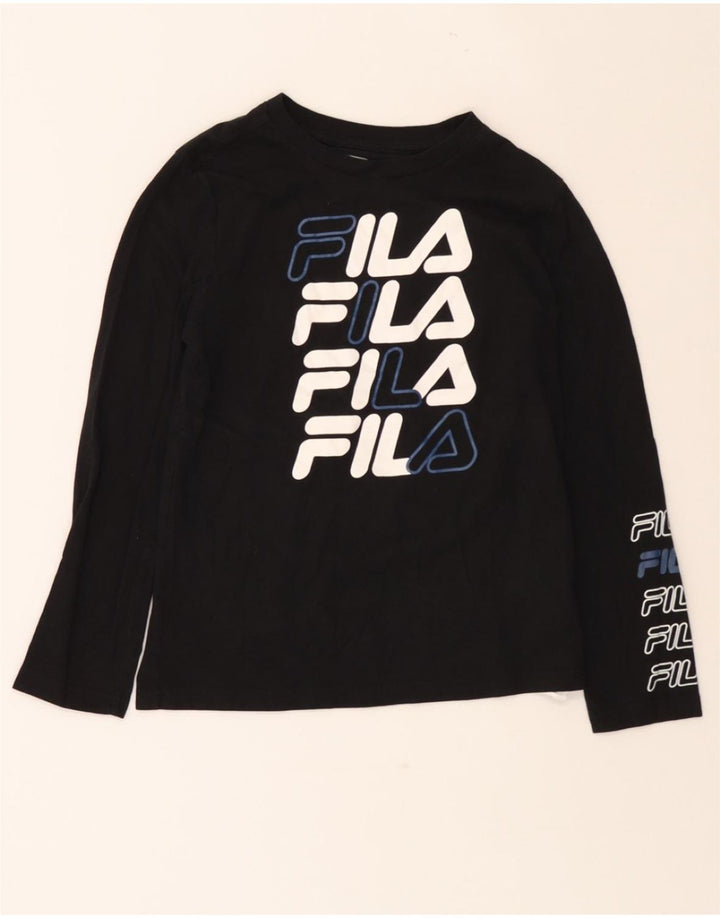 FILA Boys Graphic Top Long Sleeve 10-11 Years Medium Black Cotton Vintage Fila and Second-Hand Fila from Messina Hembry 