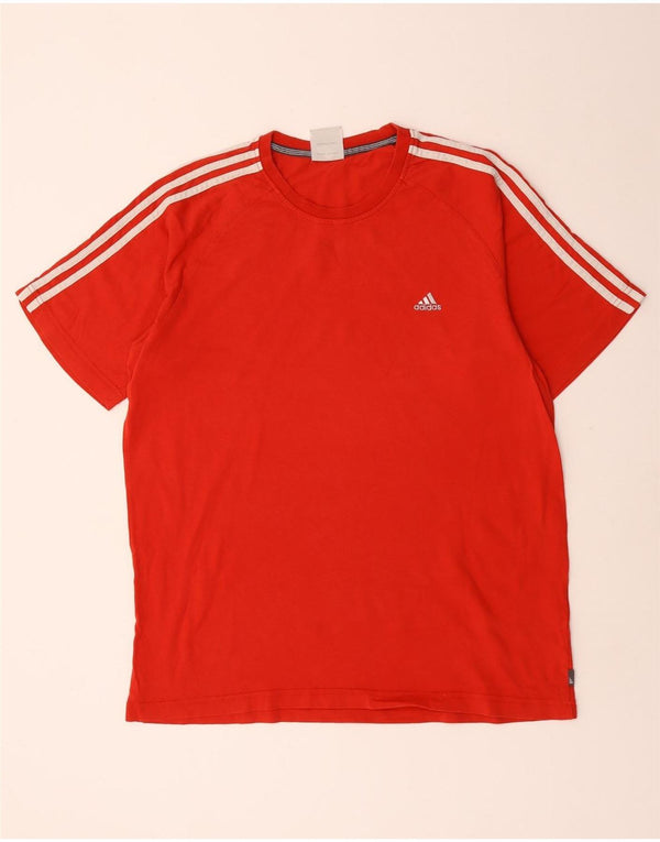 Adidas Mens T-Shirt Top Large Red Cotton
