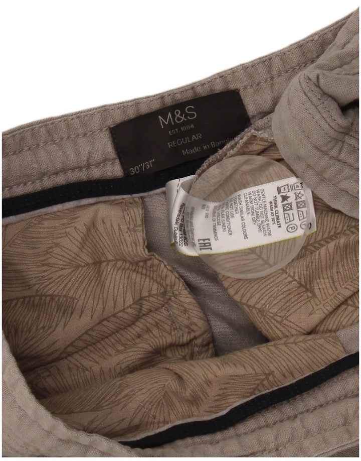 Marks & Spencer ženske obične ravne chino hlače W30 L31 sivi lan