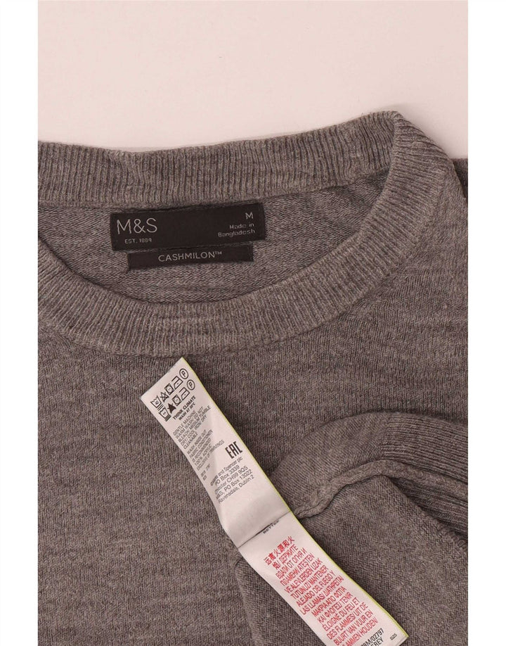 Marks & Spencer muški džemper s veznim izrezom, srednje sivi akril