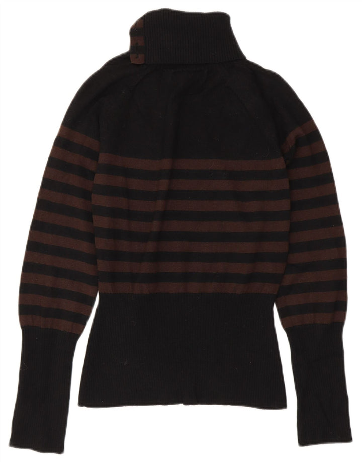 LAURA ASHLEY Ženski pulover s dugmadima i ovratnikom UK 12 srednje crne pruge