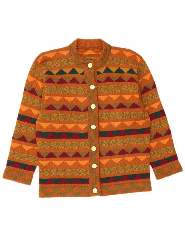 VINTAGE ženski pleteni dvodijelni komplet suknji UK 14 Srednje W28 Smeđi geometrijski