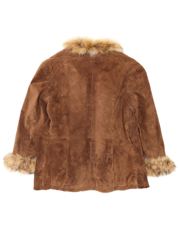 VINTAGE ženska otvorena antilop jakna IT 46 velika smeđa koža