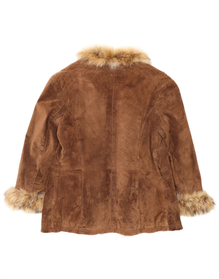 VINTAGE ženska otvorena antilop jakna IT 46 velika smeđa koža