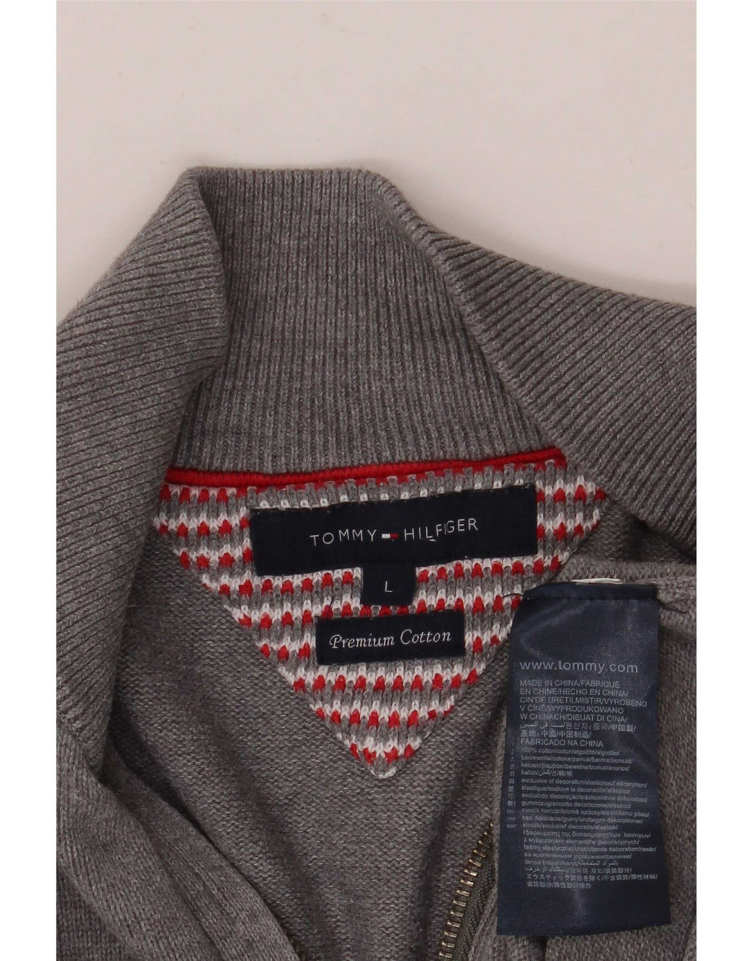 Tommy Hilfiger muški džemper s izrezom i velikim sivim pamukom