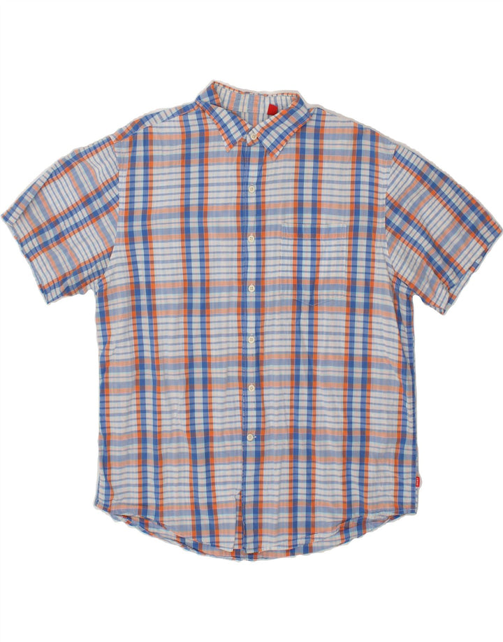 IZOD Mens Short Sleeve Shirt Large Blue Check Cotton Vintage Izod and Second-Hand Izod from Messina Hembry 