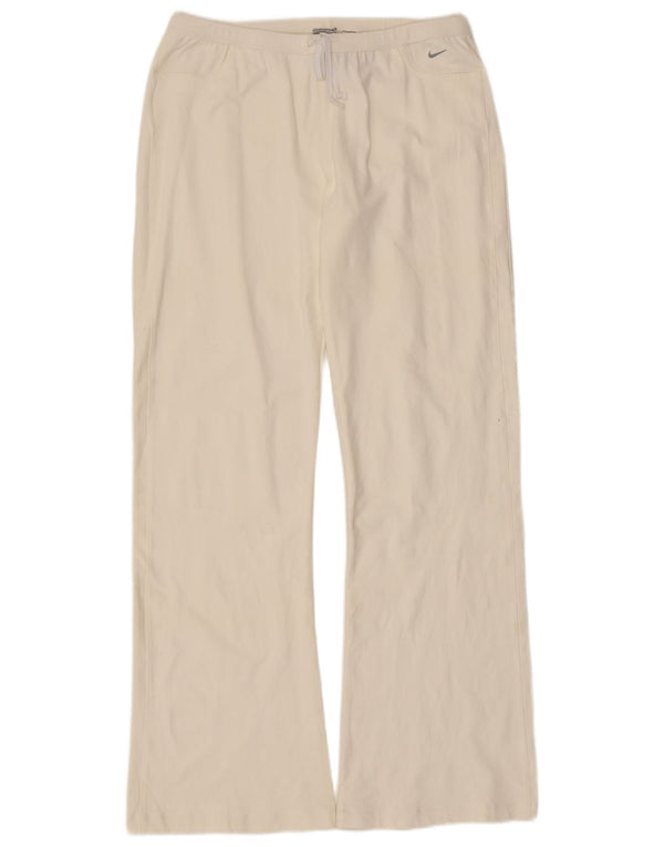 Nike Womens Flare Tracksuit Trousers UK 14/16 Large Off White Nylon