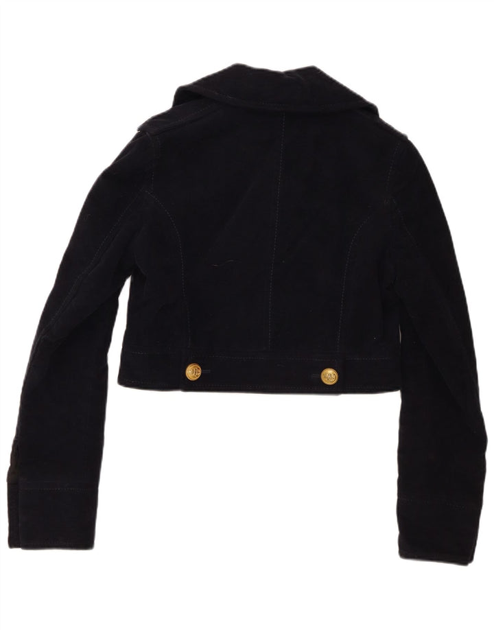 Zara ženska bomber jakna s dvostrukim kopčanjem UK 6 XS tamnoplavi pamuk