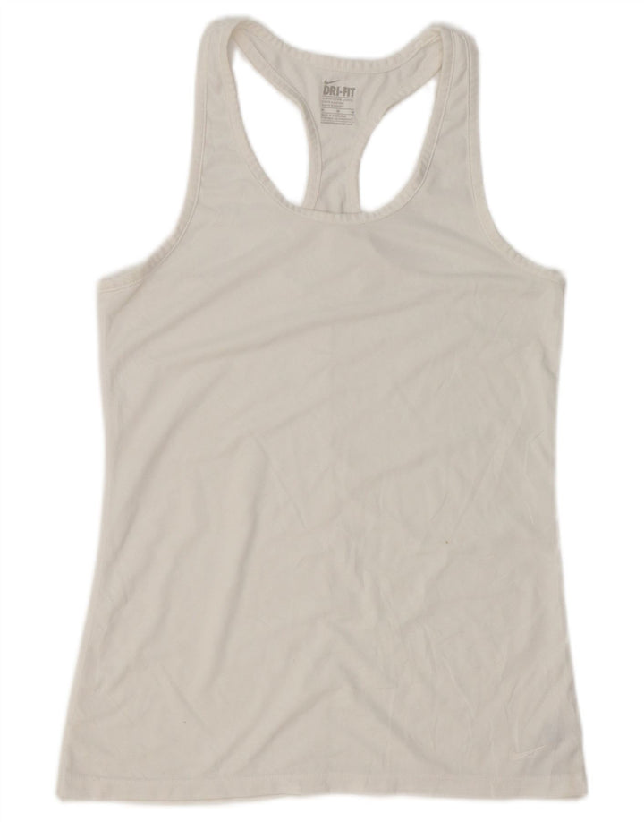 NIKE Ženski Dri Fit Slim Fit Vest Top UK 12 Srednji bijeli poliester