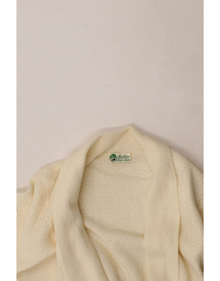 VINTAGE Womens Cardigan Sweater UK 12 Medium Off White Wool Vintage Vintage and Second-Hand Vintage from Messina Hembry 