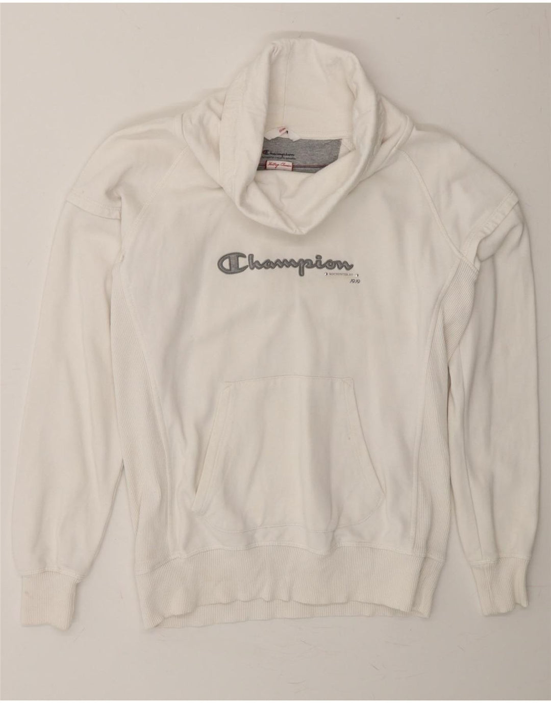CHAMPION Womens Graphic Sweatshirt Jumper UK 16 Large White Vintage Champion and Second-Hand Champion from Messina Hembry 