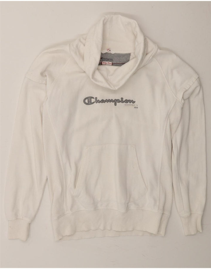CHAMPION Womens Graphic Sweatshirt Jumper UK 16 Large White Vintage Champion and Second-Hand Champion from Messina Hembry 